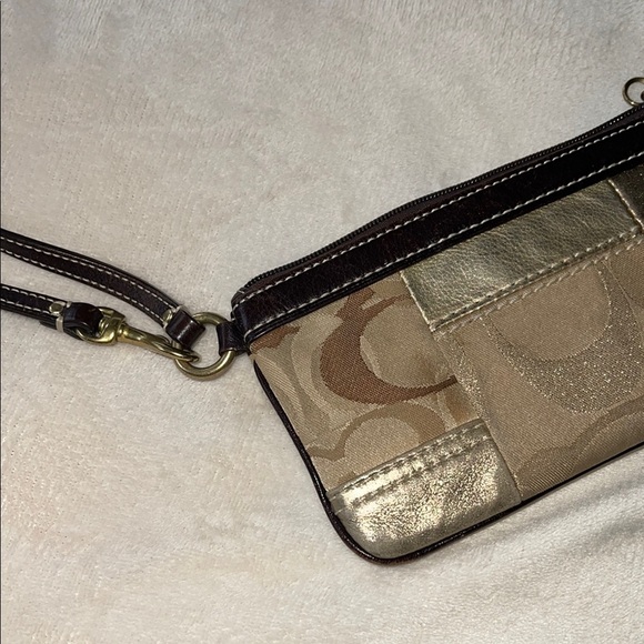 Coach Gold and Brown Wristlet - Picture 7 of 9